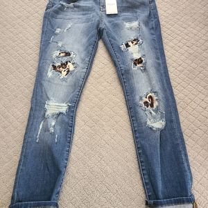 Judy Blue Leopard Patch Mid Rise Skinny Jeans